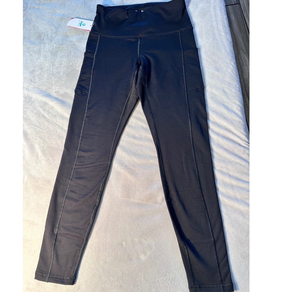 IUGA Women fleece lined  Black High Waisted Yoga Pants  Pockets Athletic  S NWT